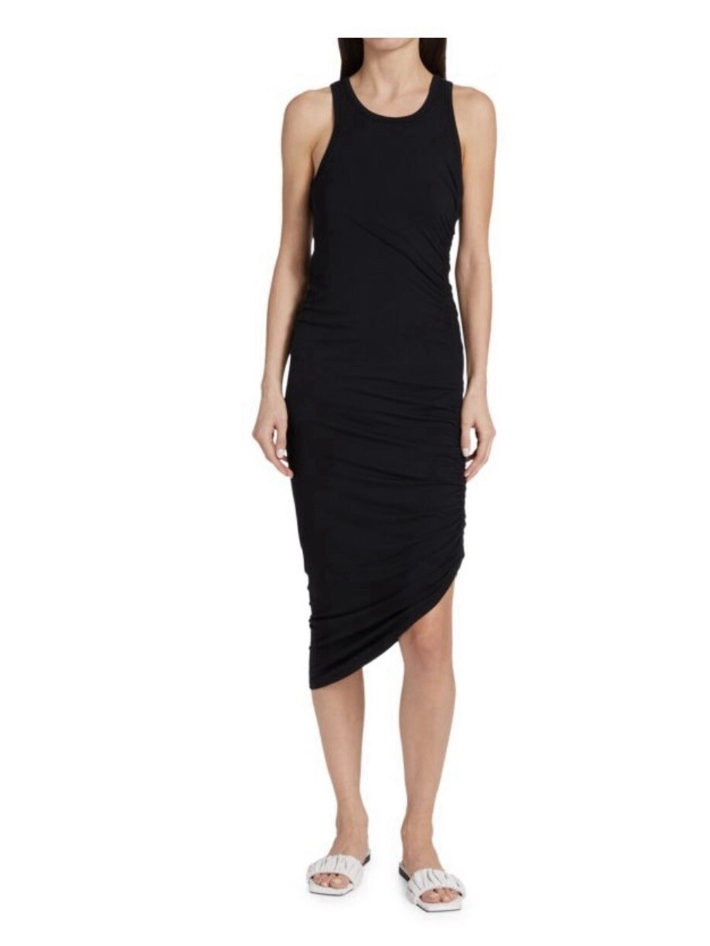 Veronica Beard black Haylee sleeveless ruched tank dress